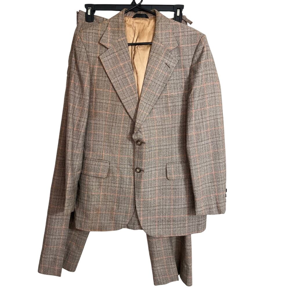 Vintage 70’s Joslin’s Johnny Carson's Men's 2 Piece Union Made Plaid Suit RARE